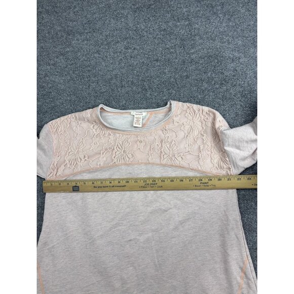 Sundance Shirt Womens Medium Gray Lace Yoke Hi Low Open Back Boho Tunic Top - Picture 6 of 7